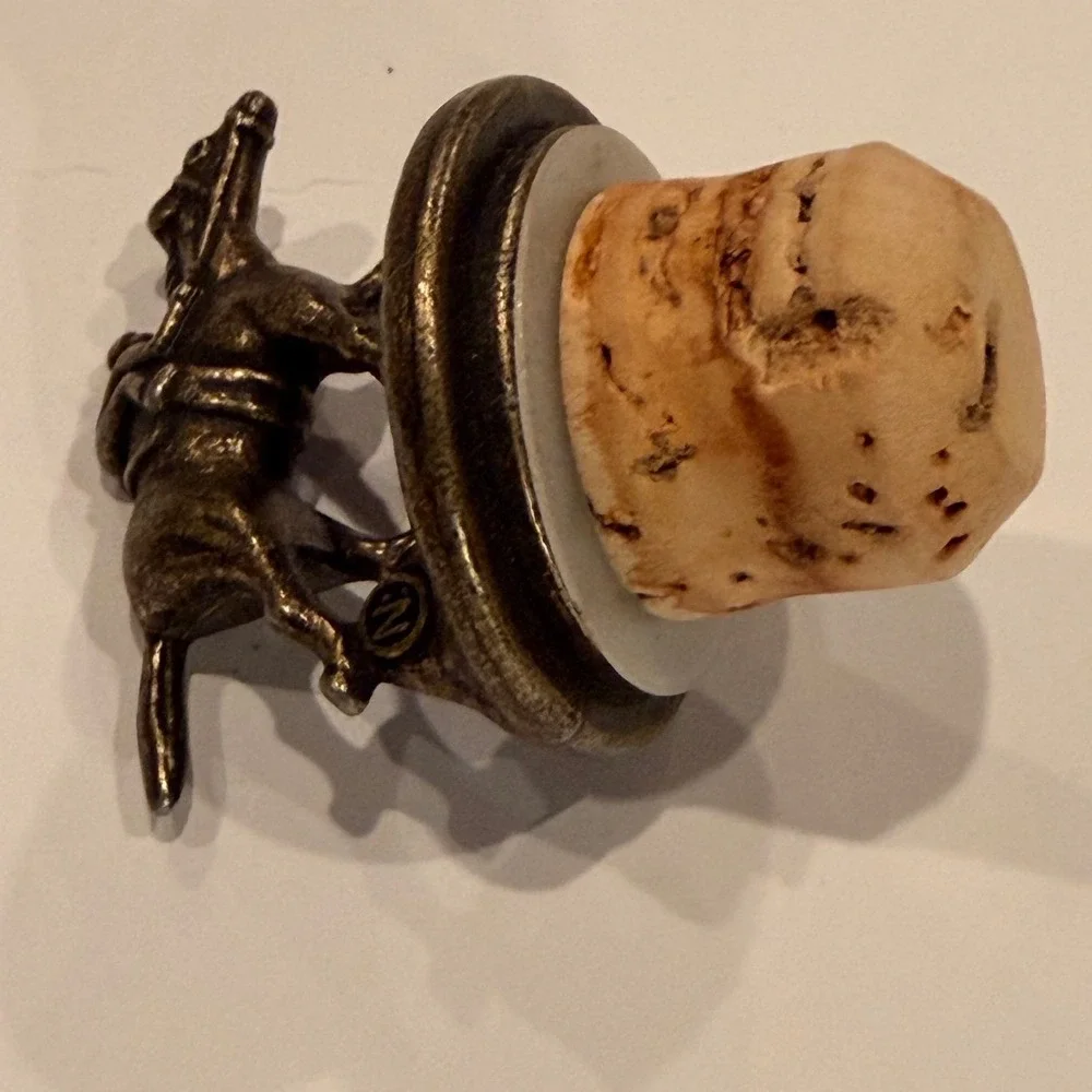 Blantons Bourbon Bottle Stopper Letter‎ N Horse and Jockey Bronze Tone Cork